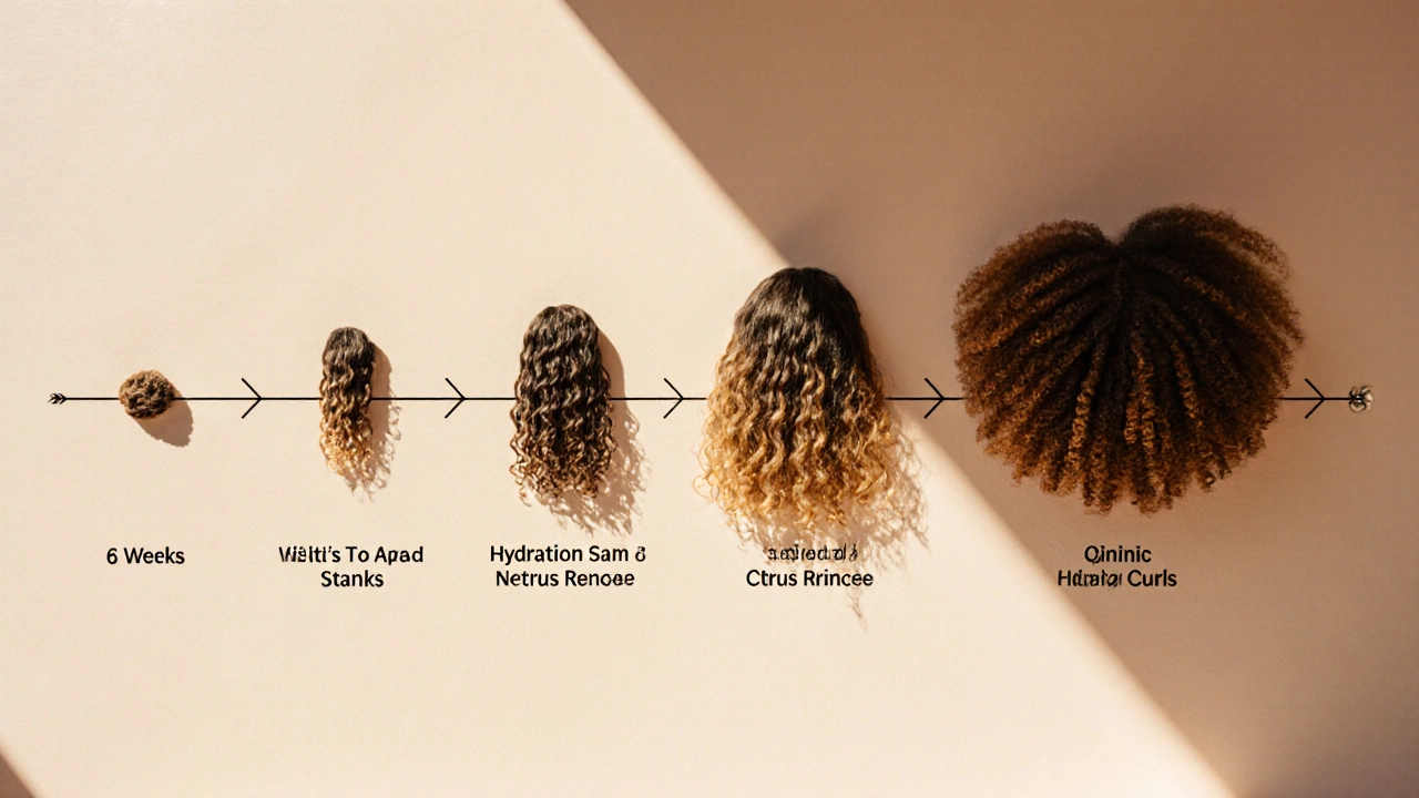 Časová škála zdraví vlasů od keratinového zpracování k přirozenému vzhledu