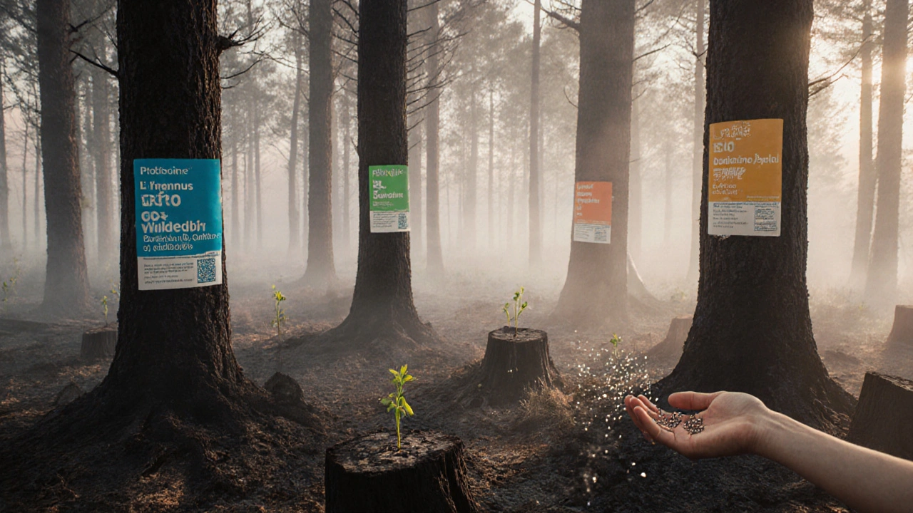 Les jako symbol střevní mikroflóry obnovující se po požáru představujícím antibiotika.