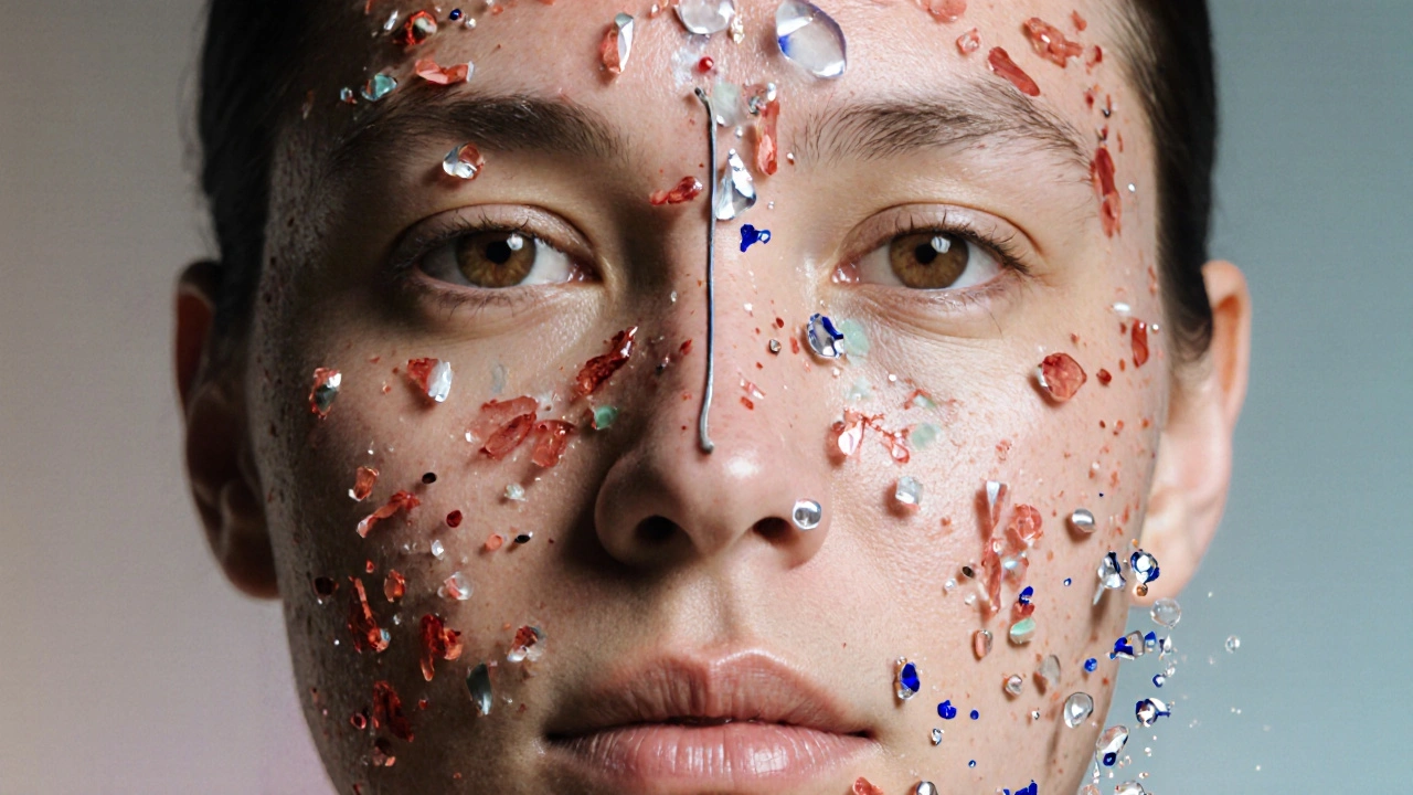 Přeměna pokožky z podrážděné na zdravou s molekulami škodlivých látek a přírodních ingrediencí.