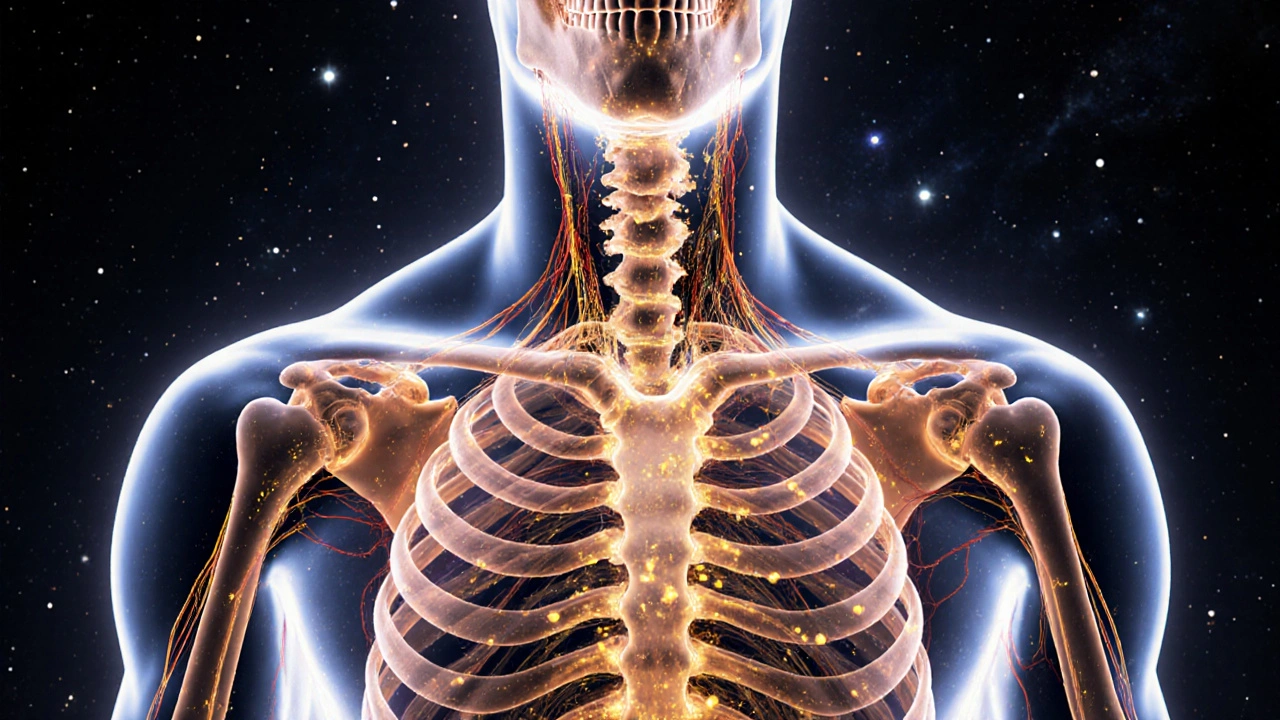 Převládající síť kolagenu spojující kůži, kosti a orgány v lidském těle.