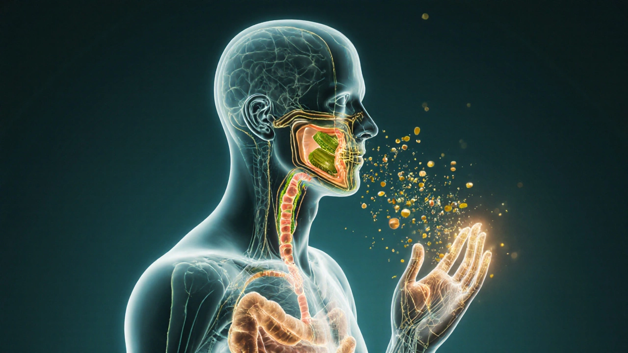 Translukentní tělo s proudy živin z Aloe vera směřujících k pokožce.