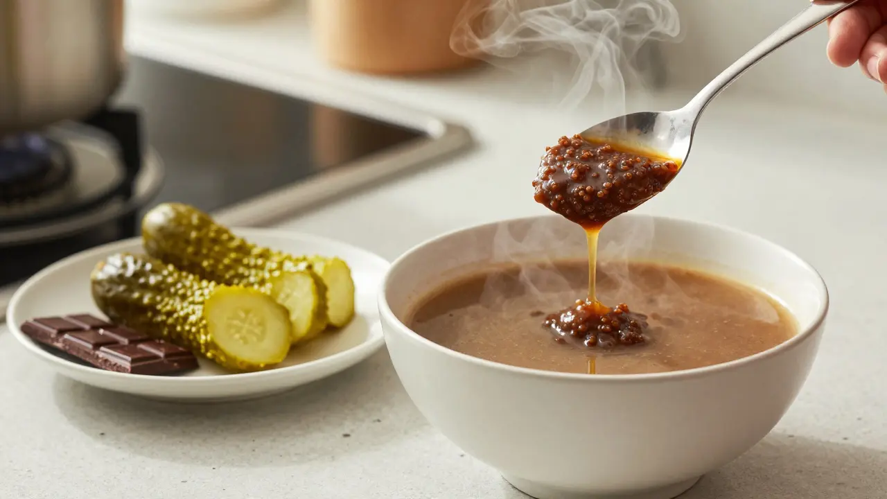 Miso polévka a fermentované okurky jako zdravé jídlo