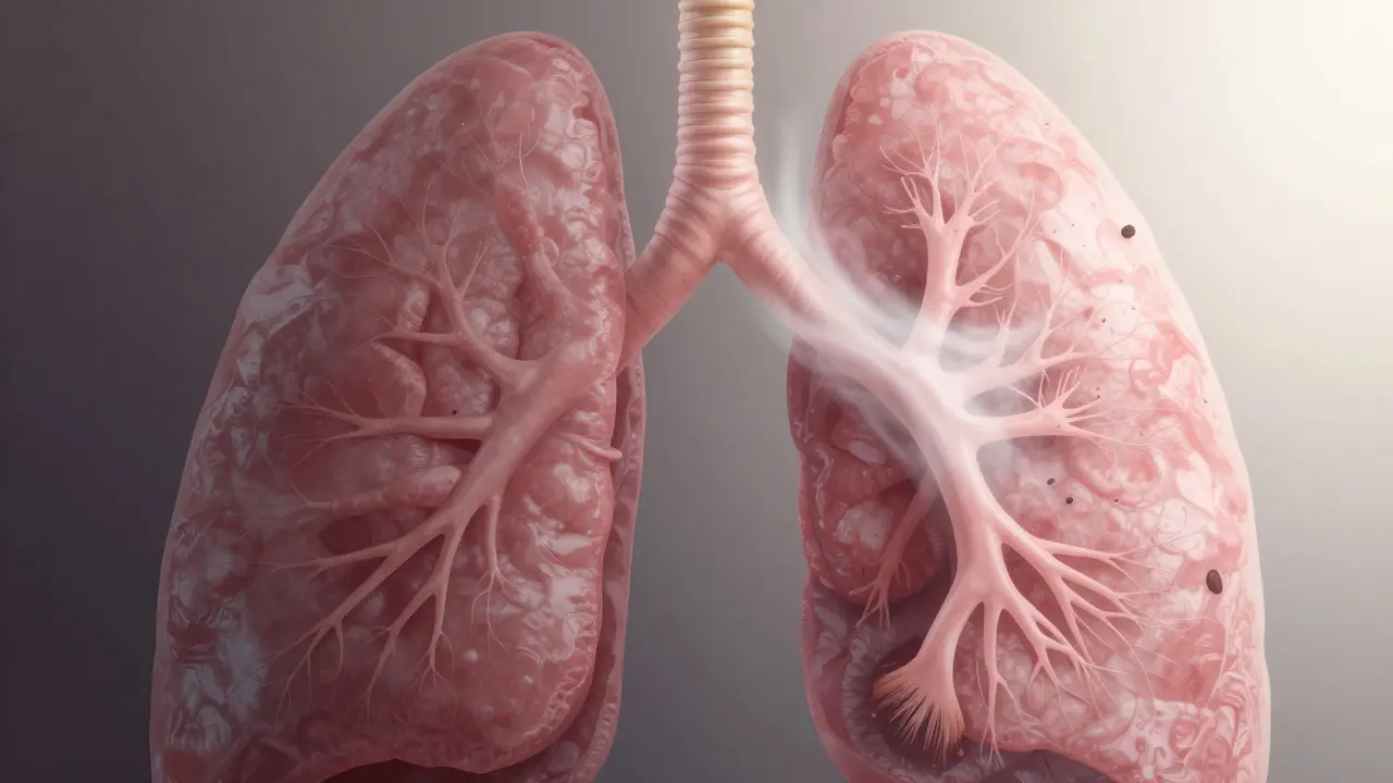 Čisté plíce s obnovujícími se řasinkami při detoxikaci organismu