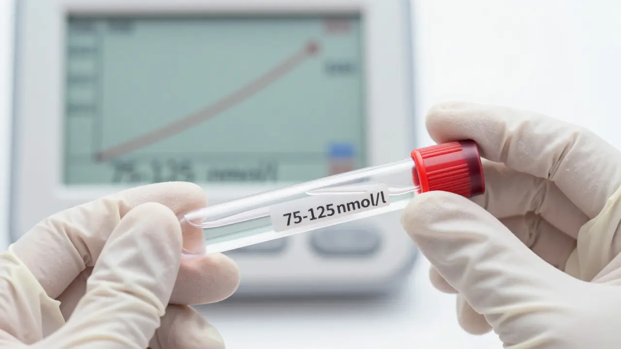 Zkoumávací zkumavka s krví pro měření hladiny vitamínu D v laboratoři