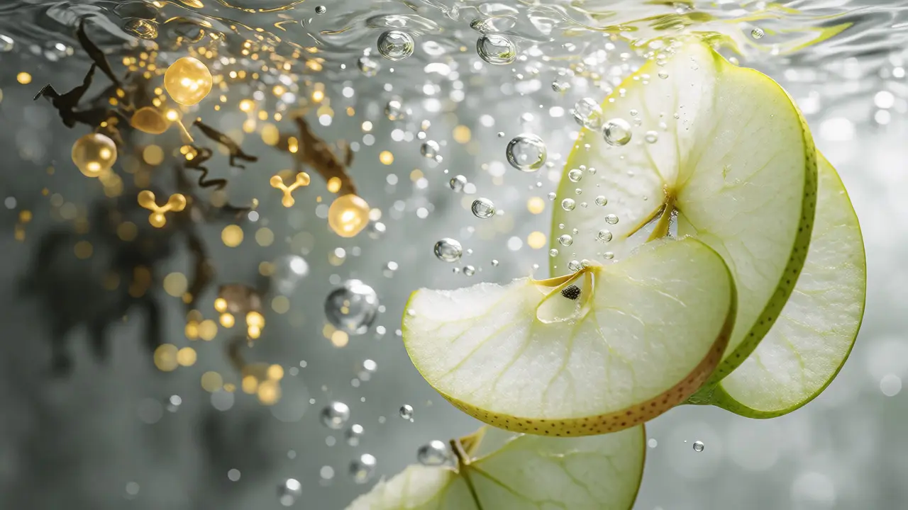 Koncepční ilustrace detoxikace pomocí plátků ovoce ve vodě