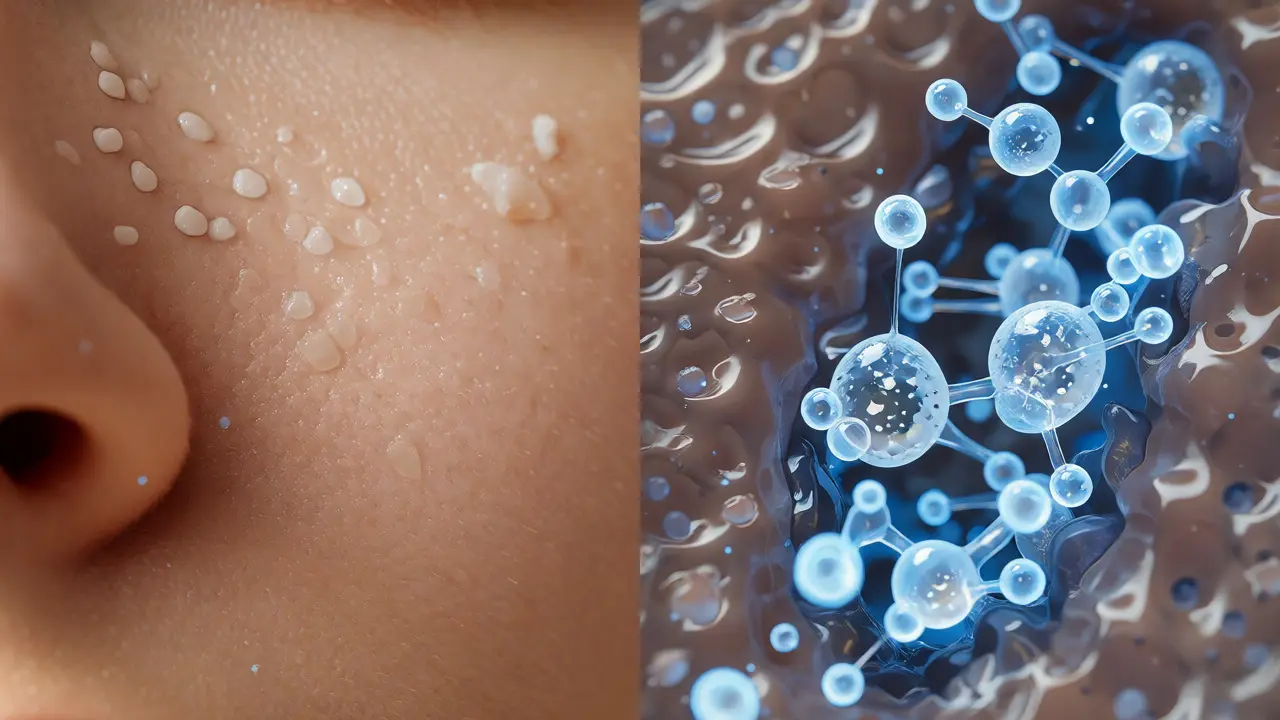 Makro pohled na čištění pórů pomocí chemické exfoliace a kyseliny salicylové