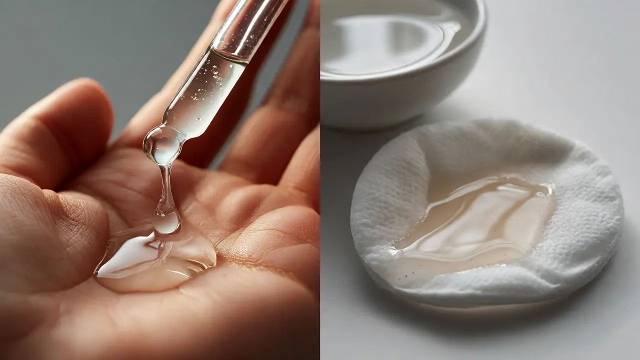 Srovnání hydratačního a exfoliačního toniku s bavlněným tamponem